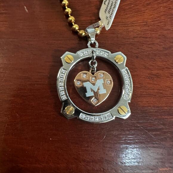 C*Note NWT Stainless Steel Pendant Heart Necklace Initial M Monogram $110 - Picture 11 of 12